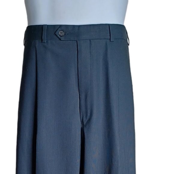 Calvin Klein Mens Dress Pants 36 Navy Straight Leg Pockets Suspender Button This - Picture 2 of 5